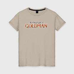 Футболка хлопковая женская The eternal life of goldman logotype, цвет: миндальный