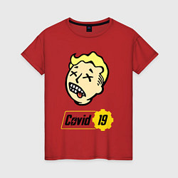 Футболка хлопковая женская Vault boy - covid 19, цвет: красный