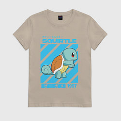 Футболка хлопковая женская Покемоны Сквиртл Squirtle, цвет: миндальный