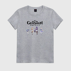 Футболка хлопковая женская Героини genshin impact ero, цвет: меланж