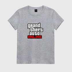 Футболка хлопковая женская GTA online logo game, цвет: меланж
