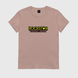 Футболка хлопковая женская Rockstar energy logo, цвет: пыльно-розовый