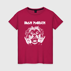 Футболка хлопковая женская Iron Maiden rock dog, цвет: маджента