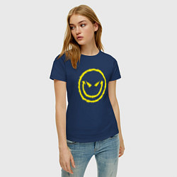 Футболка хлопковая женская Evil smile, цвет: тёмно-синий — фото 2