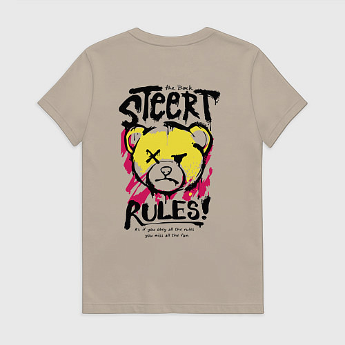 Женская футболка Мишка - уличные правила / Миндальный – фото 2