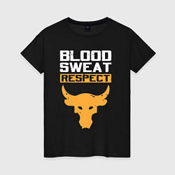 Футболка хлопковая женская Blood sweet respect logo, цвет: черный