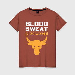 Футболка хлопковая женская Blood sweet respect logo, цвет: кирпичный