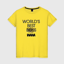 Футболка хлопковая женская Worlds best мама, цвет: желтый