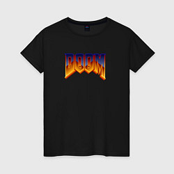 Футболка хлопковая женская Doom logotype, цвет: черный