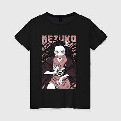 Футболка хлопковая женская Nezuko black total cost, цвет: черный