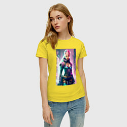 Футболка хлопковая женская Cool cyberpunk Barbie - ai art fantasy, цвет: желтый — фото 2