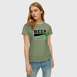 Футболка хлопковая женская Beer loading, цвет: авокадо — фото 2