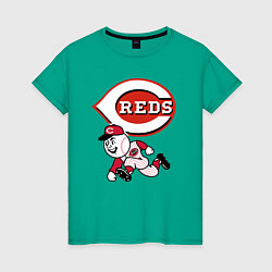 Футболка хлопковая женская Cincinnati reds baseball team - talisman, цвет: зеленый