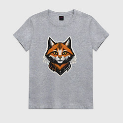 Футболка хлопковая женская Ретро кот, цвет: меланж