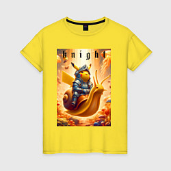 Женская футболка Pikachu knight on a snail - ai art fantasy