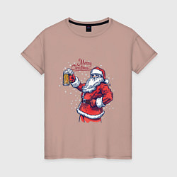 Женская футболка Merry Christmas Santa beer