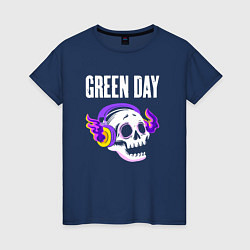 Женская футболка Green Day - неоновый череп