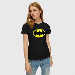 Футболка хлопковая женская Batman logo, цвет: черный — фото 2