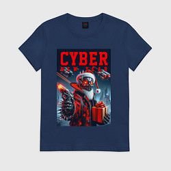 Женская футболка Cyber Santa with a gun - ai art