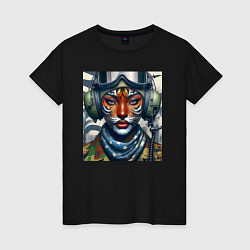Женская футболка Tigress girl military pilot