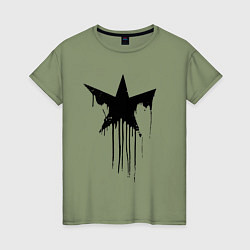Женская футболка Black blot star - minimalism