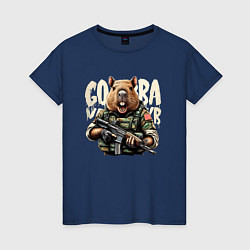 Женская футболка Cool capybara - military style