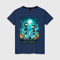 Женская футболка Rick and Morty skeletons - happy halloween