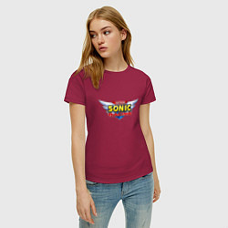 Футболка хлопковая женская Team Sonic racing - logo, цвет: маджента — фото 2