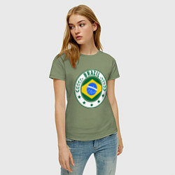 Футболка хлопковая женская Brazil 2014, цвет: авокадо — фото 2