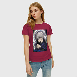 Футболка хлопковая женская Сейширо Наги - Синяя тюрьма: Блю Лок, цвет: маджента — фото 2