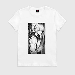 Футболка хлопковая женская Девушка на уличных задворках, цвет: белый