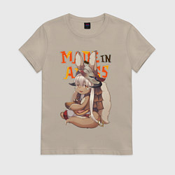 Футболка хлопковая женская Созданный в бездне - Наначи, цвет: миндальный