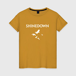 Футболка хлопковая женская Shinedown - logo, цвет: горчичный