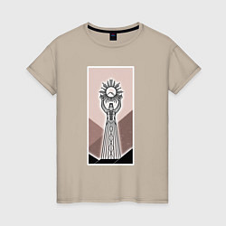 Футболка хлопковая женская Фатима держит солнце, цвет: миндальный