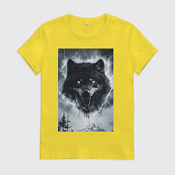 Женская футболка Волк с оскаленной пастью