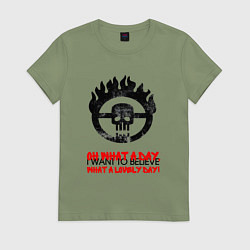 Футболка хлопковая женская Безумный макс what a lovely day, цвет: авокадо