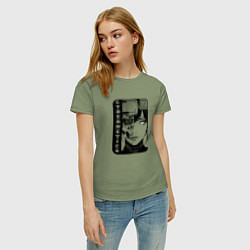 Футболка хлопковая женская Техногенная девушка-андроид, цвет: авокадо — фото 2