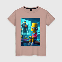 Женская футболка Bart Simpson is an avid gamer