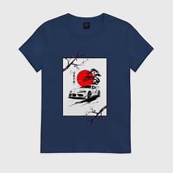 Футболка хлопковая женская Toyota Supra sakura, цвет: тёмно-синий