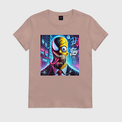 Футболка хлопковая женская Venom-Homer - collaboration, цвет: пыльно-розовый