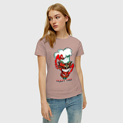 Футболка хлопковая женская Crazy chef, цвет: пыльно-розовый — фото 2