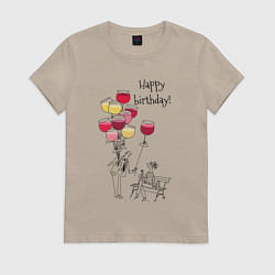 Женская футболка Happy Birthday air glasses