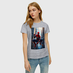 Футболка хлопковая женская Spider Man на страже справедливости, цвет: меланж — фото 2