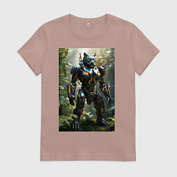 Женская футболка Кибер-пантера вышла на охоту