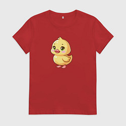 Футболка хлопковая женская Желтая уточка, цвет: красный