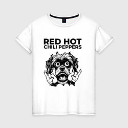 Футболка хлопковая женская Red Hot Chili Peppers - rock dog, цвет: белый