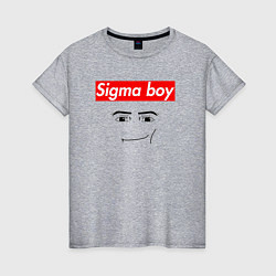 Футболка хлопковая женская Sigma boy roblox face - gaming meme collab, цвет: меланж