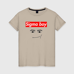 Женская футболка Sigma boy roblox face - gaming meme collab