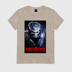 Футболка хлопковая женская Predator in the helmet, цвет: миндальный