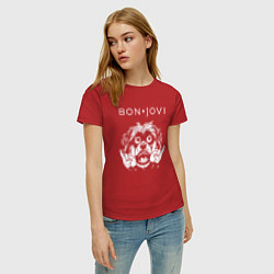 Футболка хлопковая женская Bon Jovi rock dog, цвет: красный — фото 2